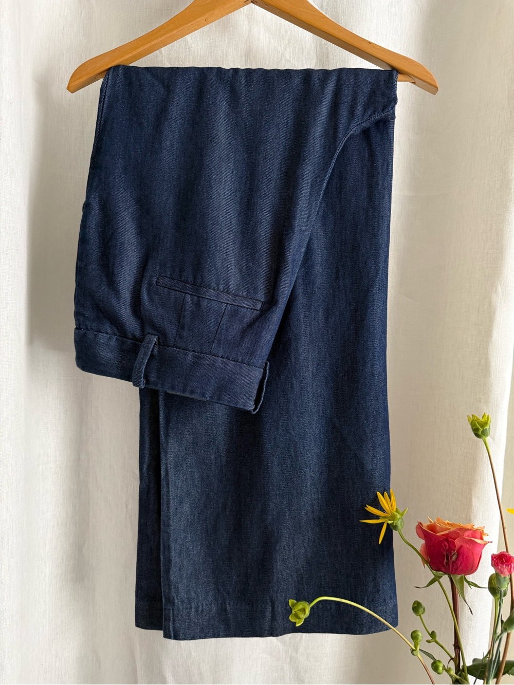 NWT Talbots Weston Pant 14 Dark Denim Wide Leg High Rise Lyocell Trouser Jeans